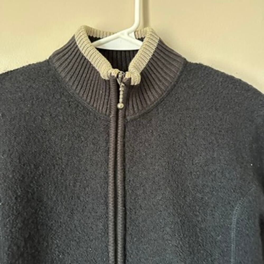 Cableas Sweater Womens MEDIUM Full Zip Wool Blend Gorpcore Outdoor Black Hiking - Picture 2 of 13